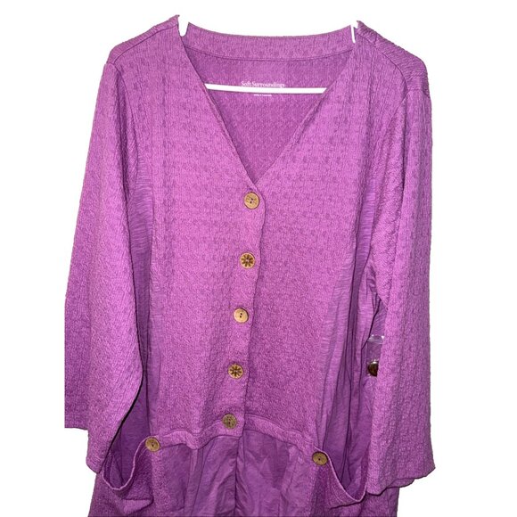 Soft Surroundings Lilac Knit V-Neck Button Up Shirt Size 2X NWOT - Picture 3 of 5